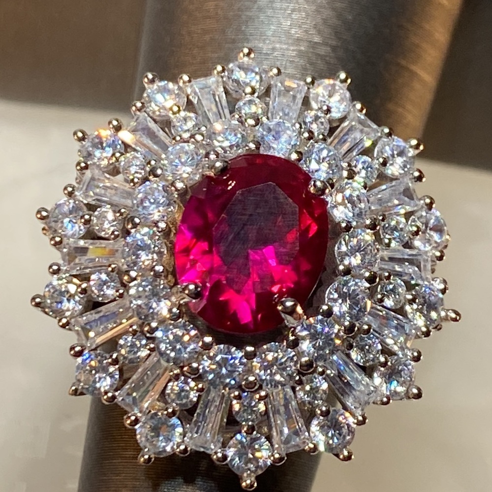 10.25ctw Ruby and White Diamond Simulants